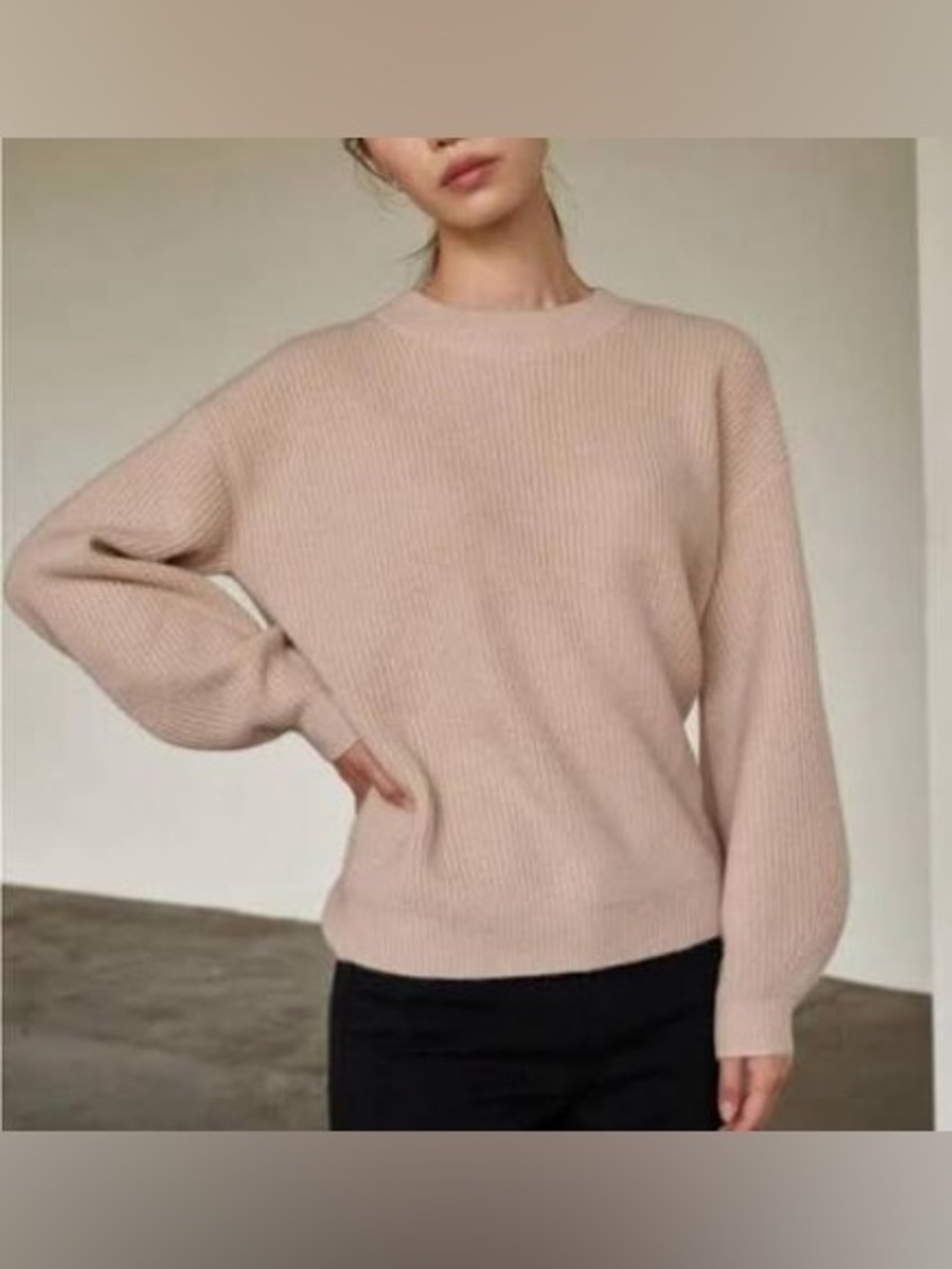 The curated chunky crew cashmere sweater in panna cotta size XS EUC